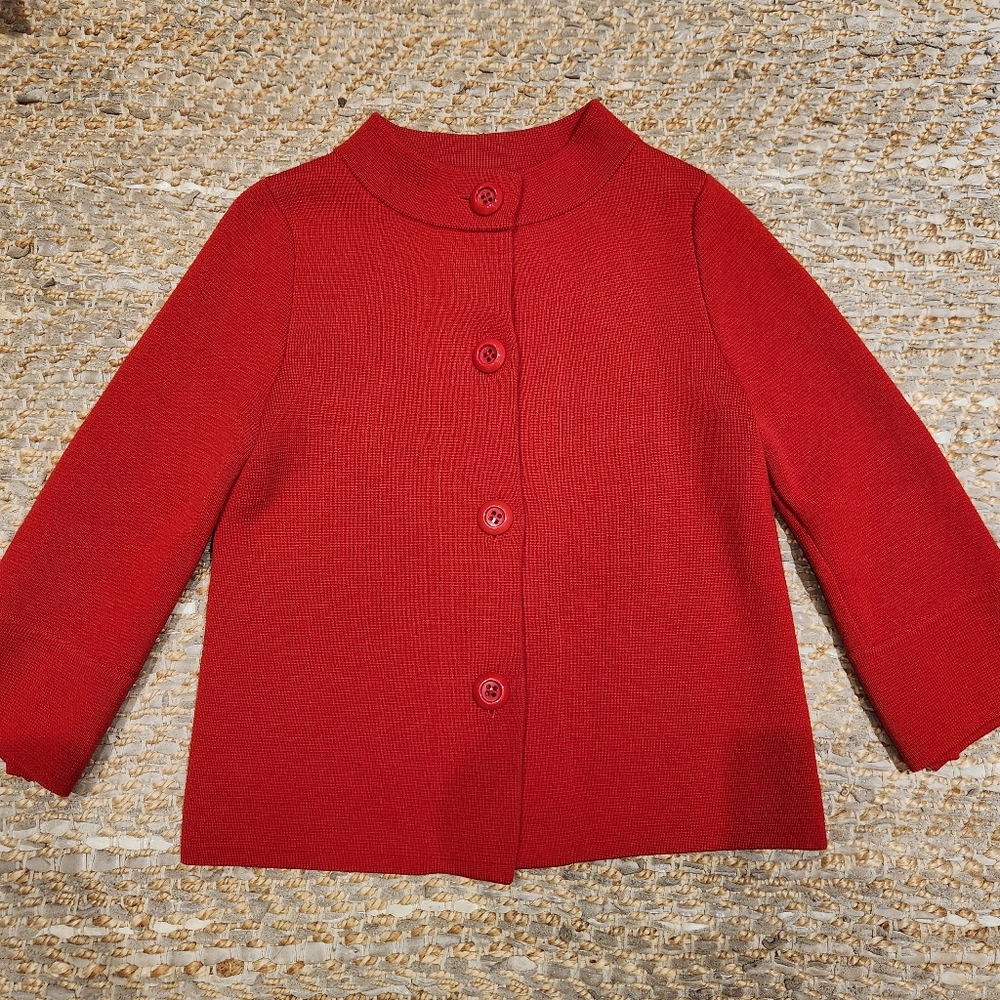 J Crew Womens Thick Knit 3/4 Sleeve Button Up Cardigan Jacket Red Size Medium